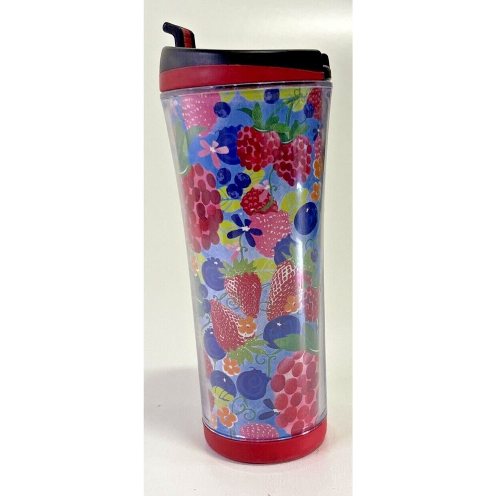 Starbucks 2007 Summer Berry Berries Strawberry 16oz Flip Lid Travel Tumbler Cup